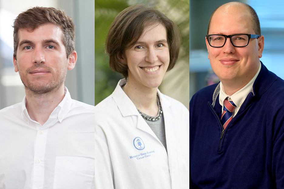 The 2023 Louis V. Gerstner, Jr. Physician Scholars alumni. From left: Dr. Kimon Argyropoulos, Dr. Sarah Eskreis-Winkler, and Dr. Karlo Perica.