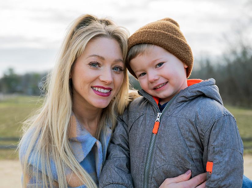 MSK patient Kelly Spill with her young son.